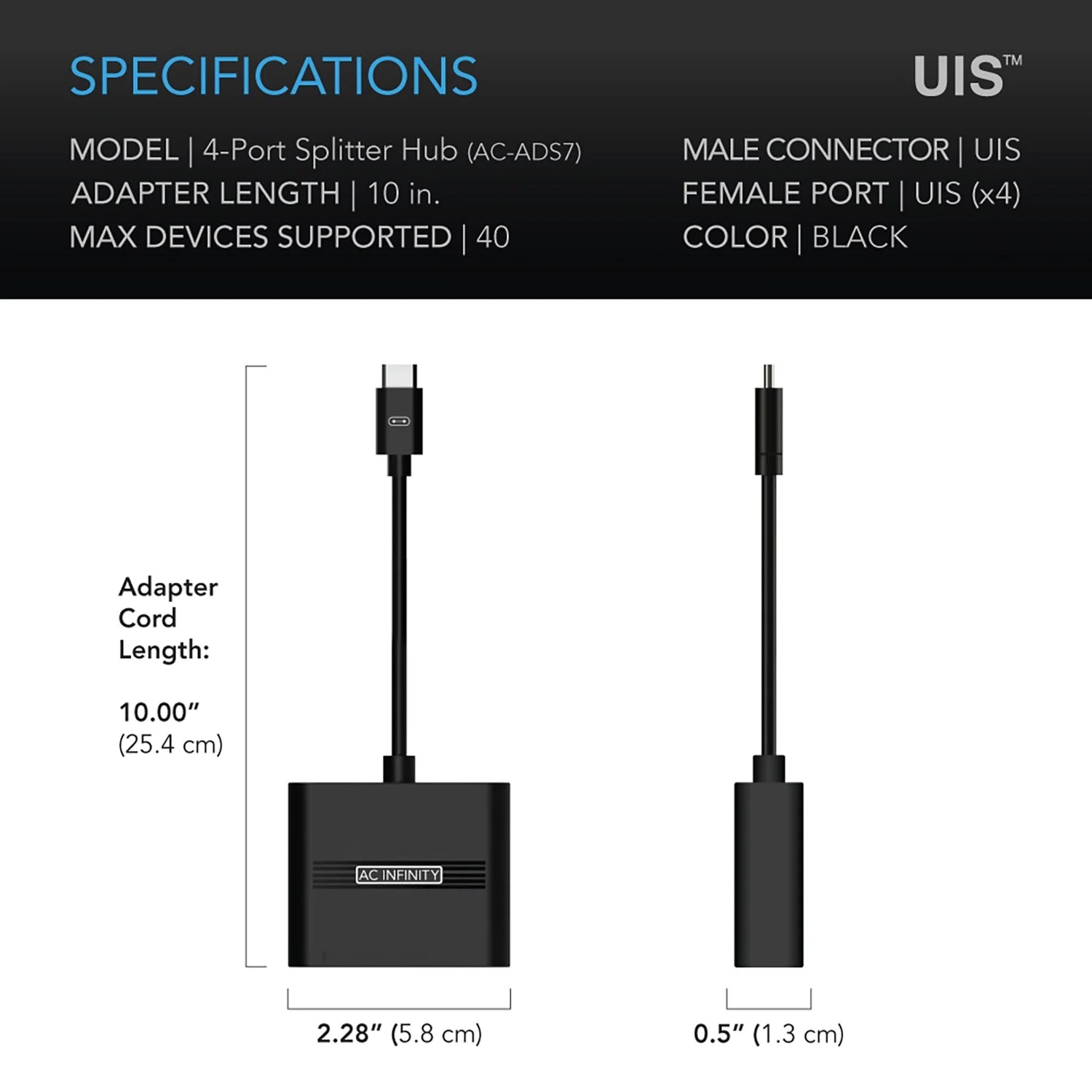 UIS splitter med 4 porter, adapter dongle for delt programmering - smartvekst.no